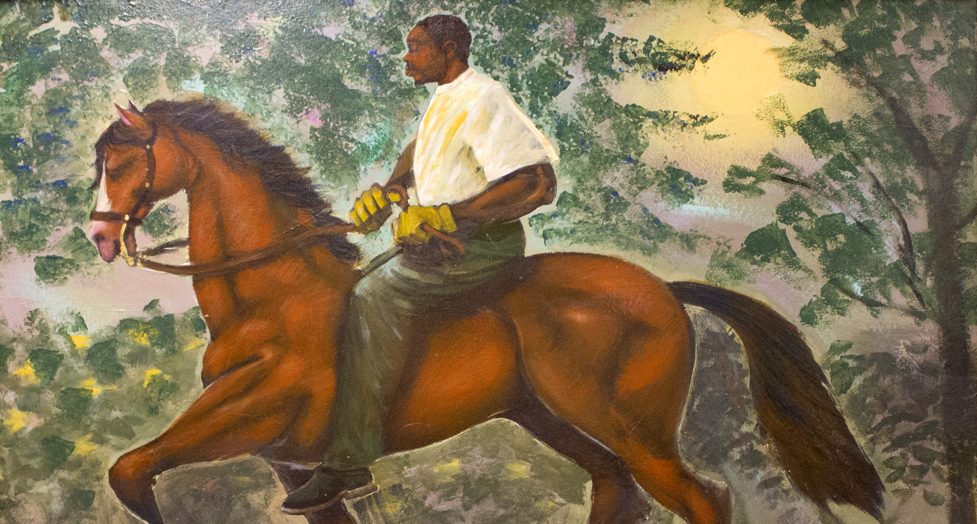 Roederick Vines, "Evening Stroll", acrylic on board.