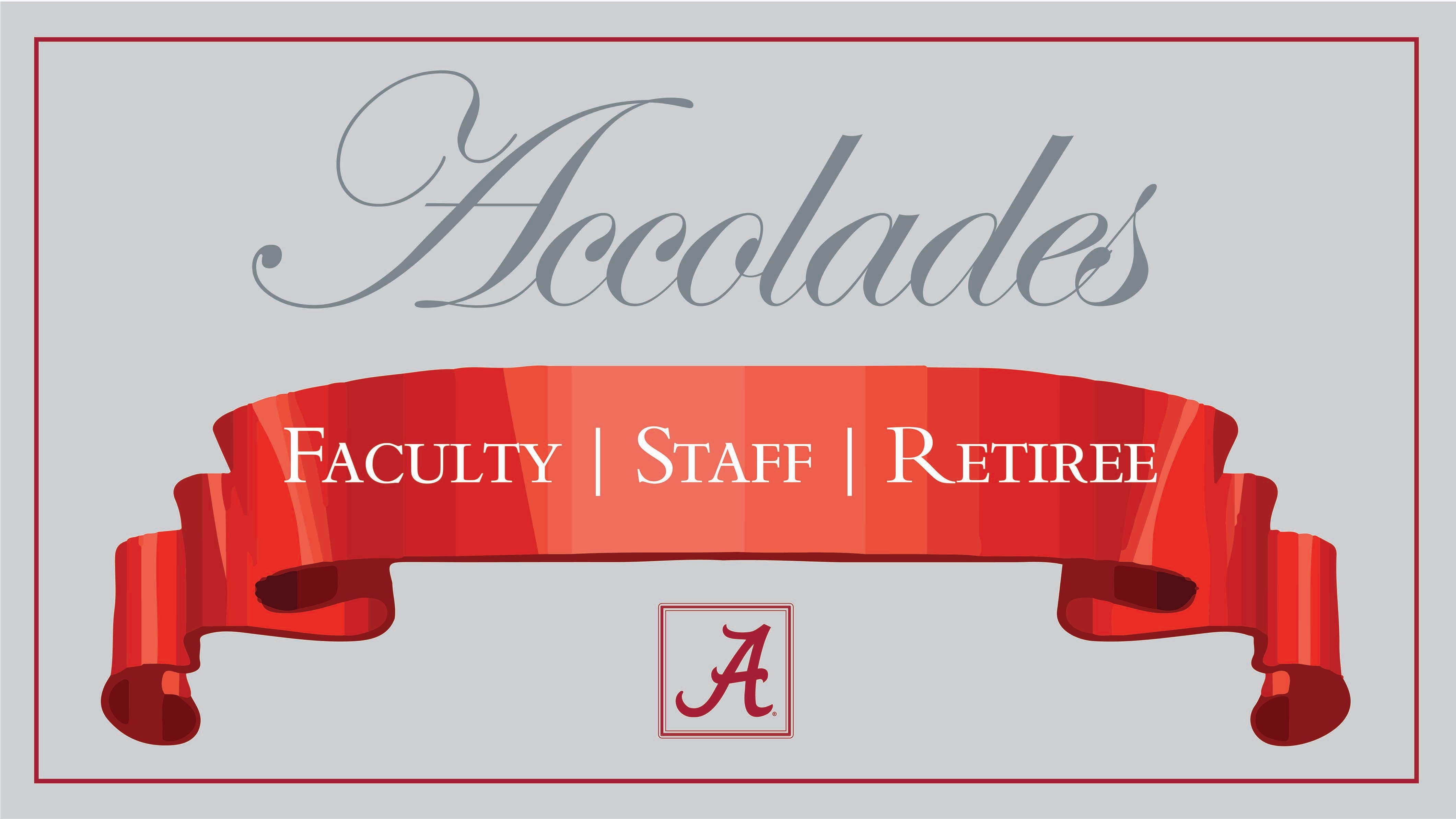 A celebratory banner highlighting faculty, staff and retiree accomplishments.
